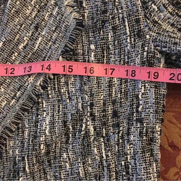 Roz & Ali Open Tweed Blazer in  lightweight Blue white Fringed  Size M - Picture 11 of 12